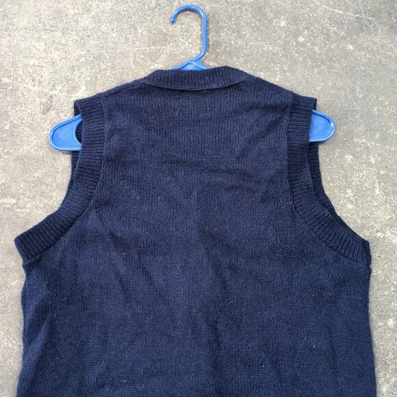 Vintage JCPenney Sweater Vest Mens M Blue Cardigan 80s Button Up Ribbed 80s - Picture 5 of 8